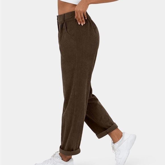 Mid Rise Button Zipper Side Pocket Corduroy Casual Pants - Picture 5 of 9